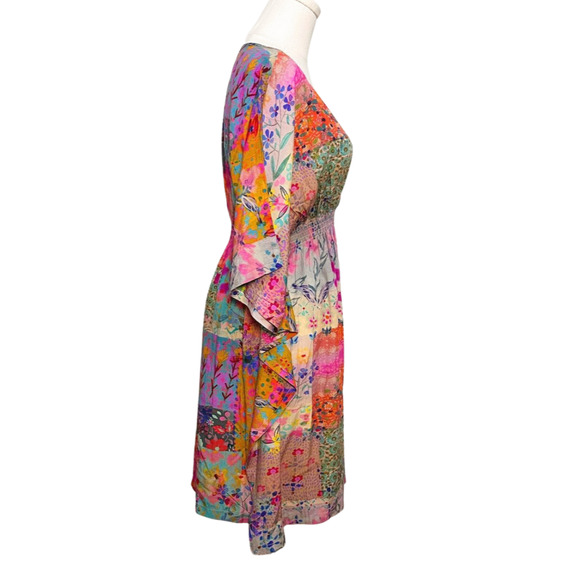 Natural Life NWT Pink Watercolor Patchwork Sanibel Kaftan Mini Dress Small - Picture 4 of 8